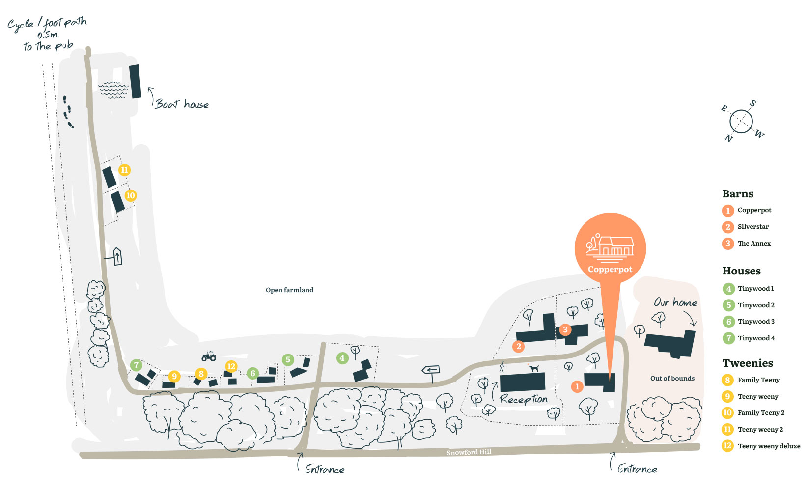 Glamping map - Copperpot